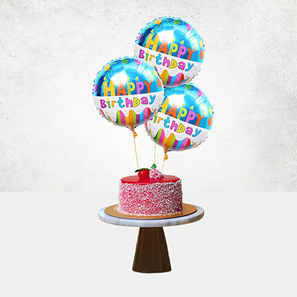 Mousse Cake With Birthday Balloons