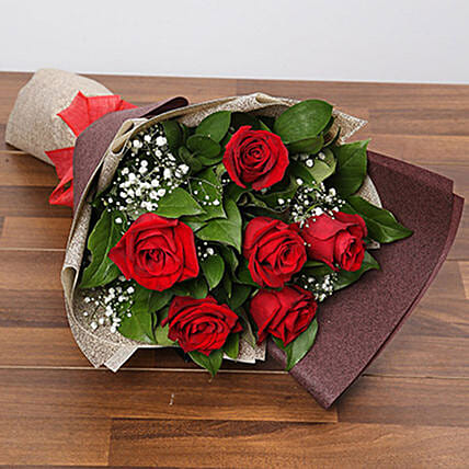 Beautiful 6 Red Roses Bouquet