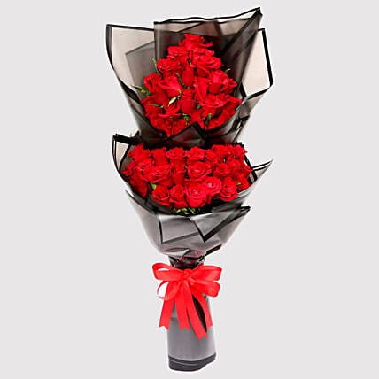 Enchanting 50 Red Roses 2 Layer Bouquet