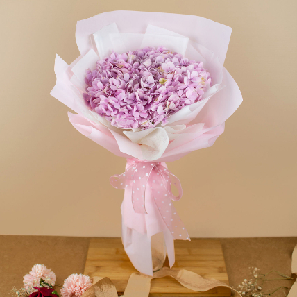 Beautifully Tied Pink Hydrangea Bouquet Medium