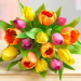 Heavenly Multi Coloured Tulips Vase