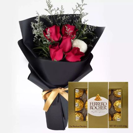 Romantic Red Roses & Ferrero Rocher