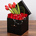 Stylish Box Of Chocolates and Red Flowers
