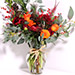 Orange Roses And Red Peonies Vase Arrangement