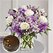 Mixed Floral Bunch In Glass Vase With Chocolate Cake