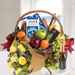 Fruits Basket Hamper With Bouquet & Champagne