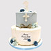 Blue and White Christening Butterscotch Cake