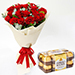 20 Timeless Red Roses Bouquet With Ferreo Rocher