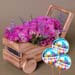 Purple Roses Arrangement with Birthday Balloon
