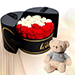 Floral Box Of Red N White Roses With Teddy Bear