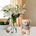 Happiness With Lilies Arrangement And Teddy Bear