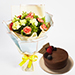 Serene Mixed Carnations Bouquet With Chocolate Cake