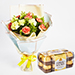 Serene Mixed Carnations Bouquet With Ferrero Rocher
