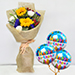 Appealing Mixed Flowers Bouquet With Birthday Balloons