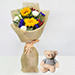 Appealing Mixed Flowers Bouquet With Teddy Bear