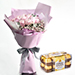 Beautiful Pink Roses Bouquet With Ferrero Rocher
