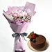Beautiful Pink Roses With Chocolate Cake