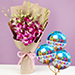 Beautiful Royal Orchids Bouquet With Birthday Balloons
