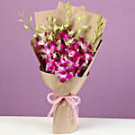 Beautiful Royal Orchids Bouquet With Chocolate Cake
