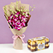 Beautiful Royal Orchids Bouquet With Ferrero Rocher