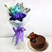 Blue Rose Eustoma Blossom Bouquet With Chocolate Cake