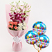Elegant Flower Bouquet With Birthday Balloons