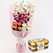 Elegant Flower Bouquet With Ferrero Rocher