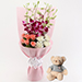 Elegant Flower Bouquet With Teddy Bear
