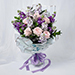 Elegant Mixed Flowers Wrapped Bouquet With Cake