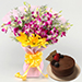 Eternal Assorted Flowers Bouquet With Chocolate Cake