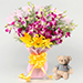 Eternal Assorted Flowers Bouquet With Teddy Bear