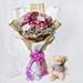 Heavenly Mixed Flowers With Teddy Bear