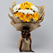 Lovely Yellow White Flowers Jute Bouquet With Cake
