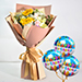 Premium Mixed Flowers Bouquet With Birthday Balloons