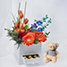 Premium Mixed Flowers Box Arrangement With Teddy