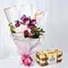 Refreshing Mixed Flowers Bouquet With Ferrero Rocher