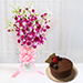 Royal Orchid Bunch With Chocolate Cake
