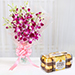 Royal Orchids Bunch With Ferrero Rocher