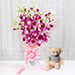 Royal Orchids Bunch With Teddy Bear