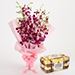 Splendid Purple Orchids Bouquet With Ferrero Chocolate