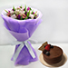 Tulips Roses Elegant Bouquet With Chocolate Cake