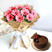 Refreshing Dark Pink Gerberas Bouquet With Chocolate Cake