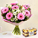 Serene Gerberas N Alstroemeria Bouquet With Ferrero Rocher
