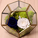 Blue And White Roses In Designer Base With Cake
