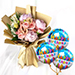 Pink Elegance Mix Flower Bouquet With Birthday Balloons