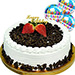 Black Forest Happy Birthday Cake With Birthday Balloons