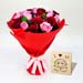 10 Pink & 10 Red Roses Bouquet With I Love You Table Top
