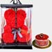 Artificial Roses Red Teddy Bear With Mini Mousse Cake For Valentines