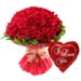 Bouquet Of 100 Roses With I Love You Balloon For Valentines