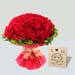 Bouquet Of 100 Roses With I Love You Table Top For Valentines